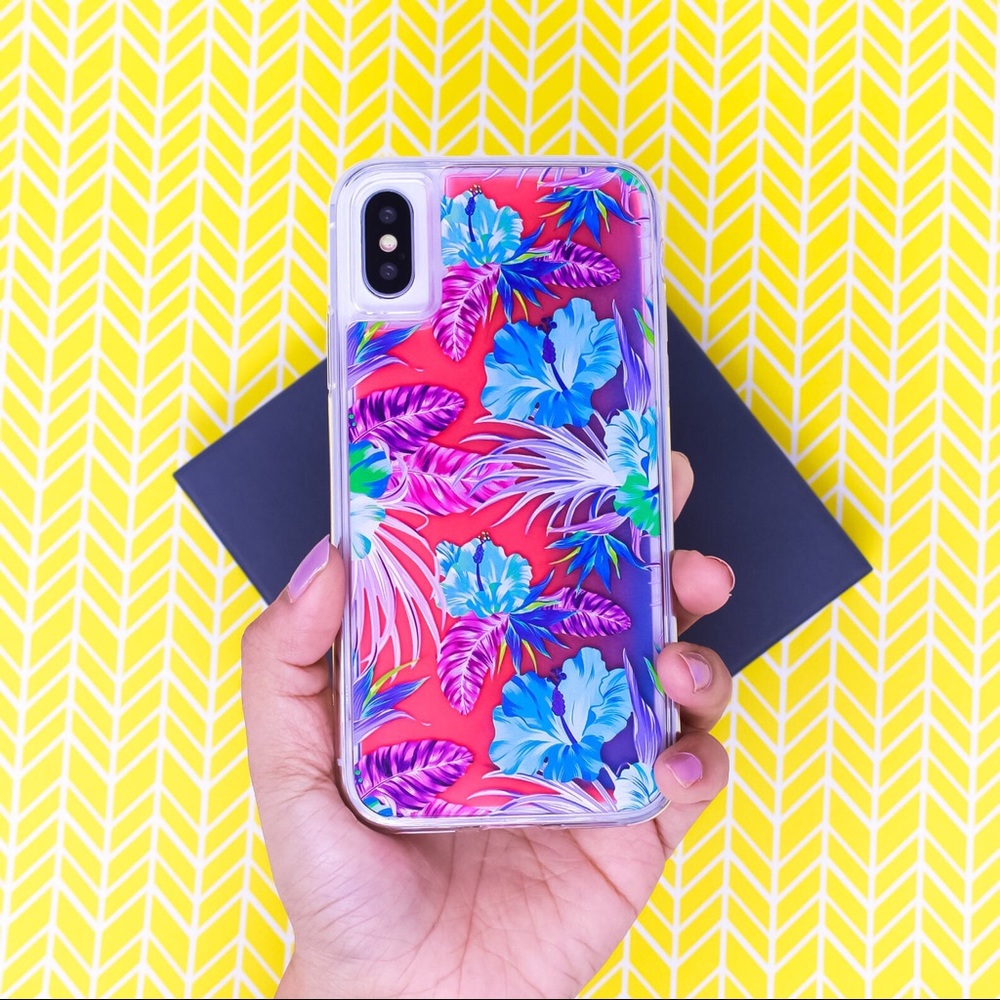 Protective Neon Sand Tropical Leaves iPhone Case